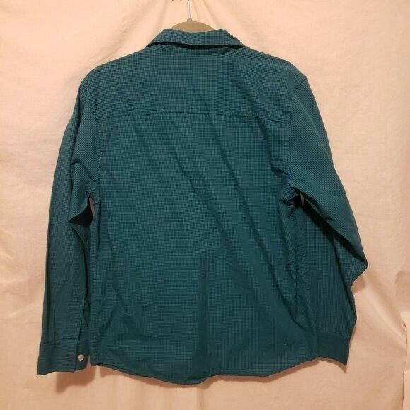 Faded Glory Womens Sz 2XL Blue Green Checks Long Sleeve Button Down Blouse - Picture 6 of 9
